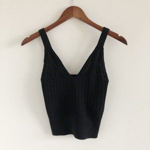 Aritzia Wilfred Black Knit Crop Top S